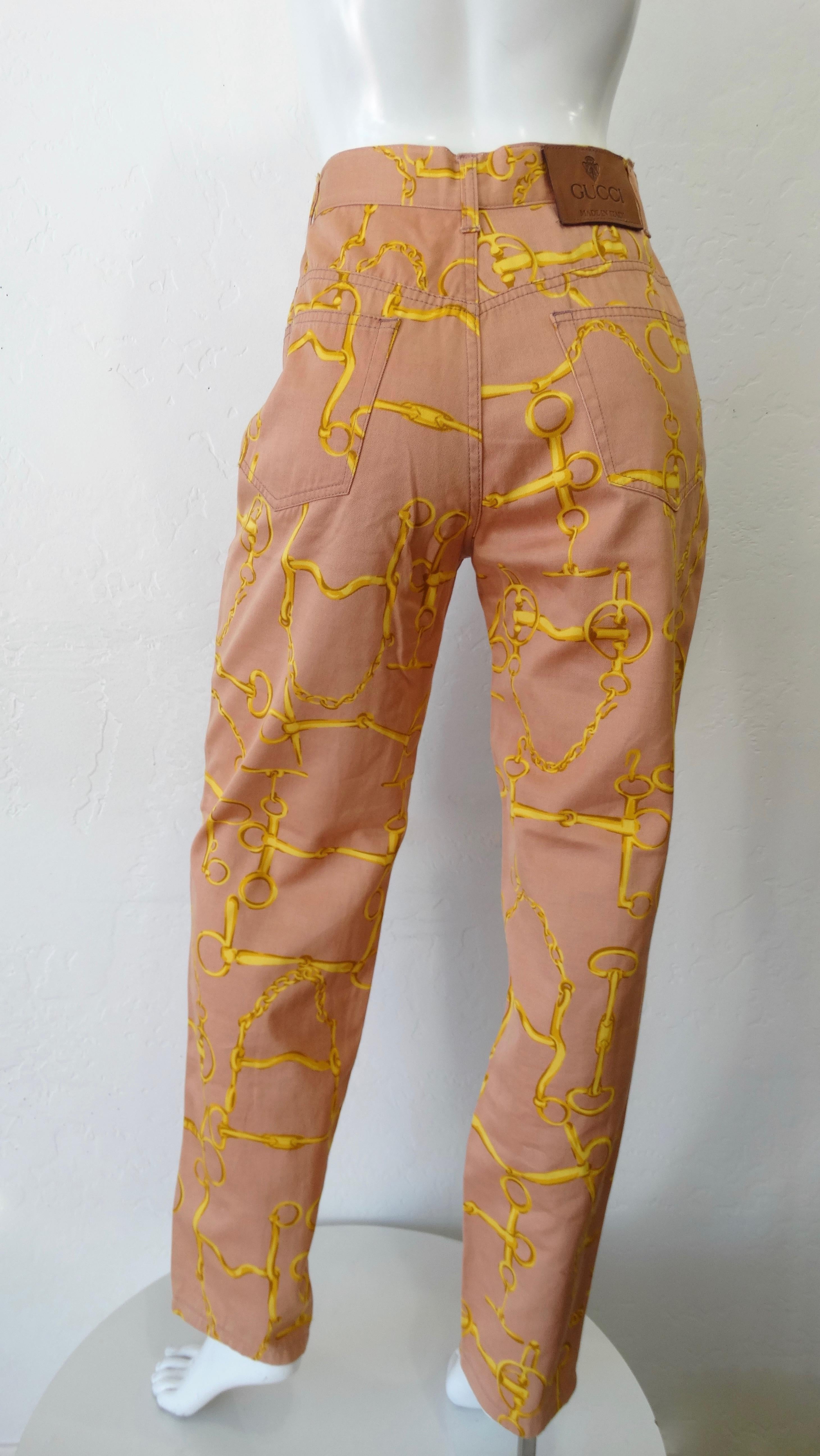 Women's or Men's Gucci 1990s Horse Bit High Waisted Coral Jeans  For Sale