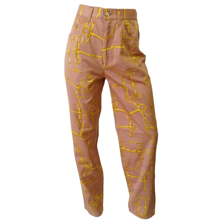 Gucci 1990s Horse Bit High Waisted Coral Jeans For Sale at 1stDibs