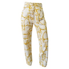 Gucci 1990s Horse Bit High Waisted White Jeans 