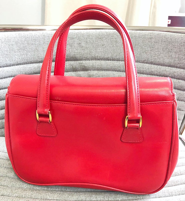 Gucci 1990s Lipstick Red Leather Vintage 90s Purse Handbag Satchel Bag ...