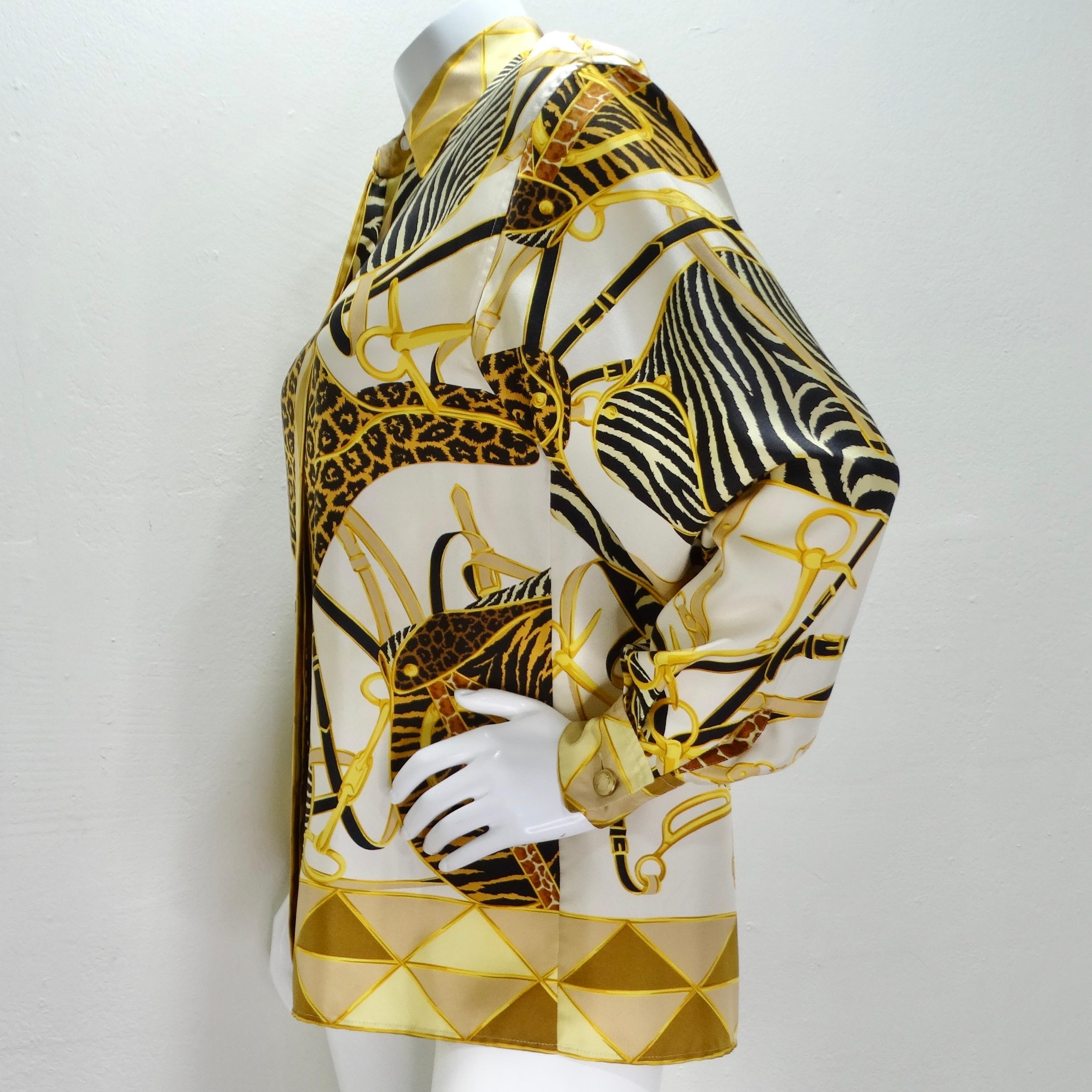 Gucci 1990er Seidenhemd mit bedruckter Knopfleiste im Angebot 4