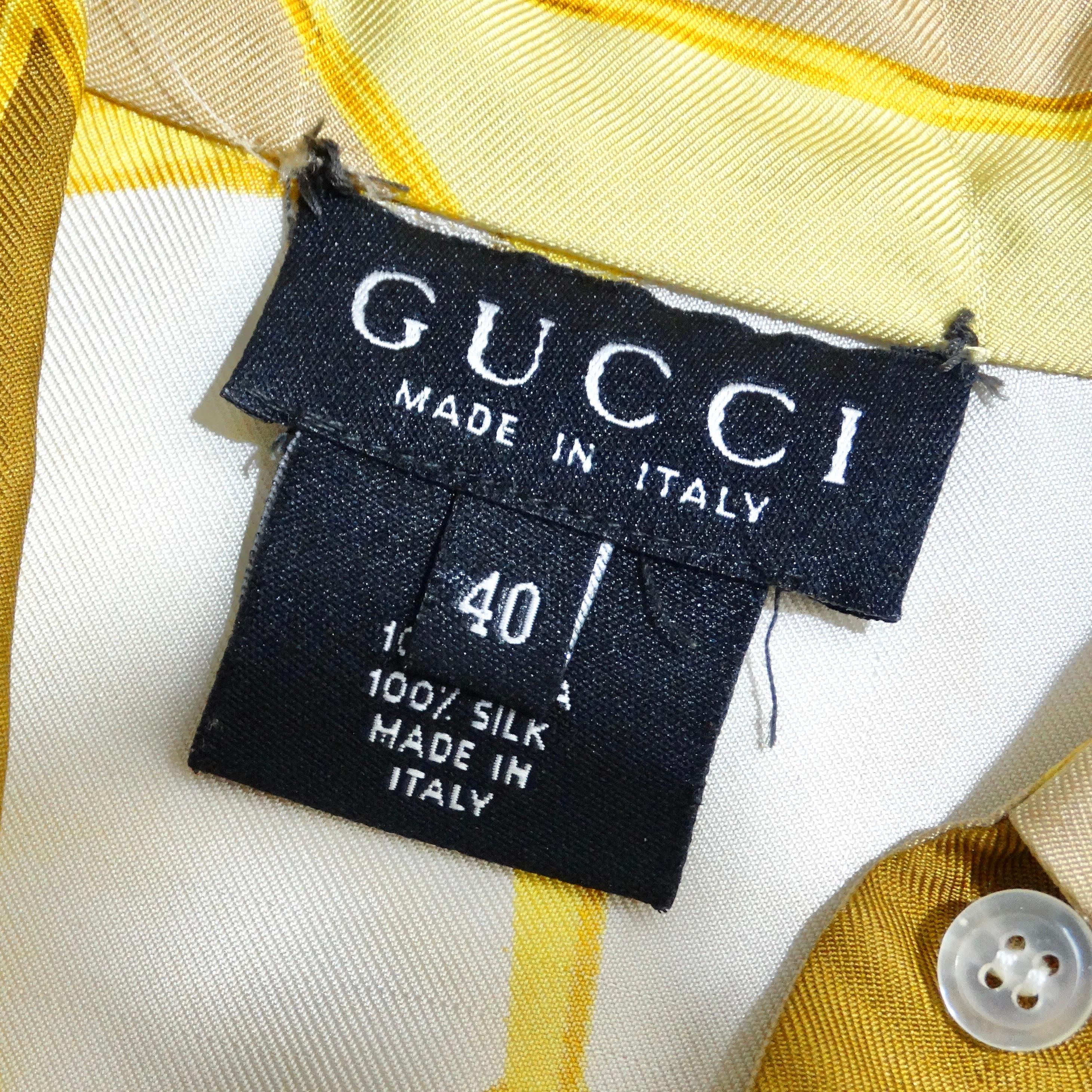 Gucci 1990er Seidenhemd mit bedruckter Knopfleiste im Angebot 5