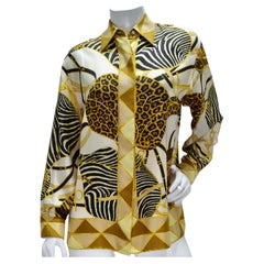 Gucci 1990er Seidenhemd mit bedruckter Knopfleiste