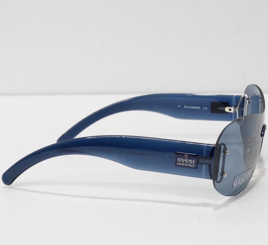 Gucci 1990s Sunglasses Blue For Sale 1
