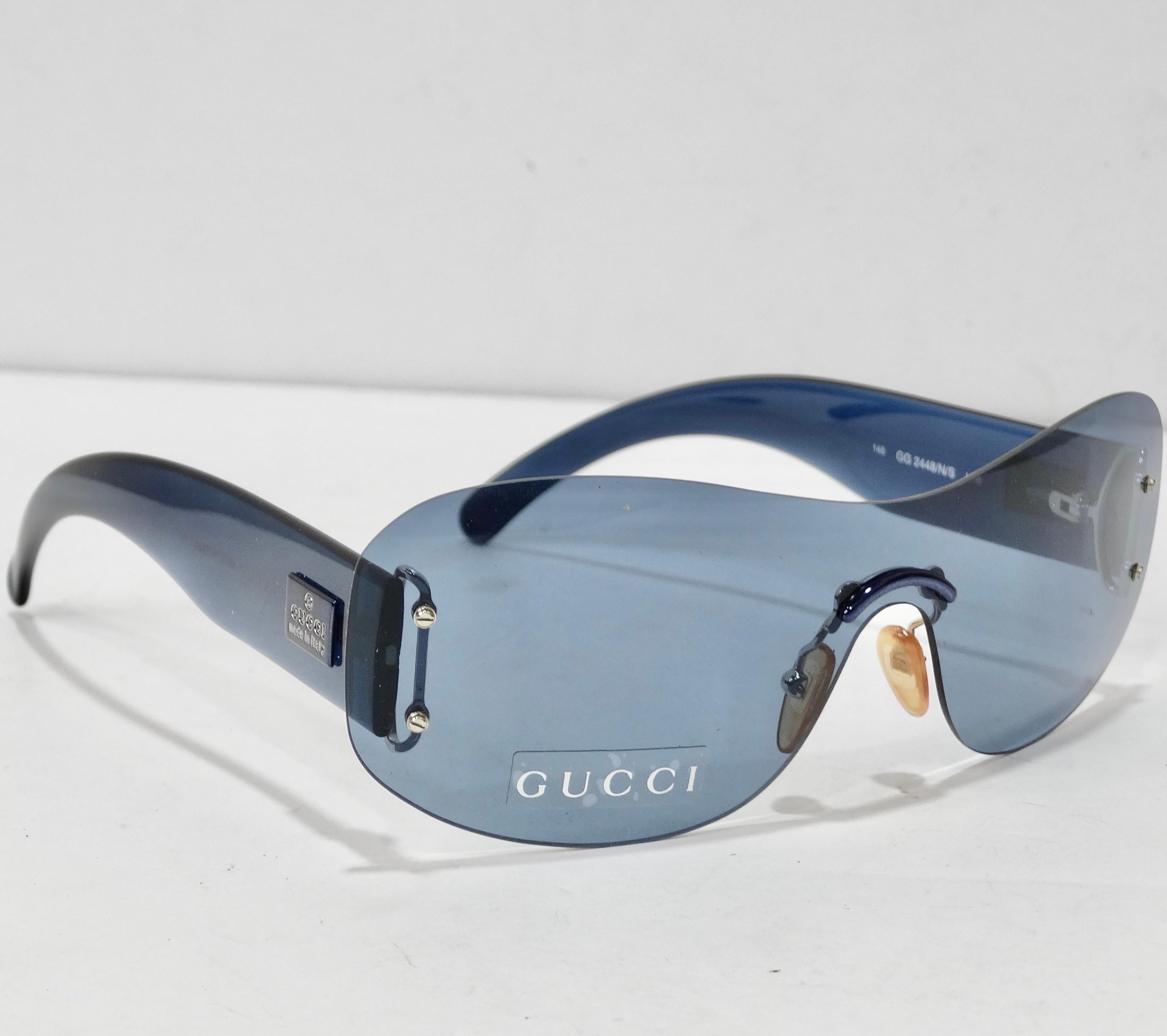 Lunettes de soleil Gucci 1990 Bleu en vente 2