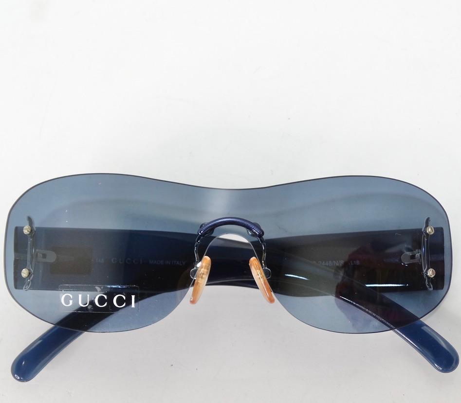 Gucci 1990s Sunglasses Blue For Sale 3