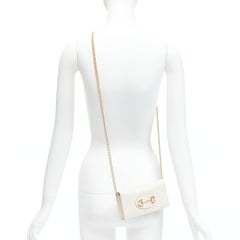 GUCCI 1995 Horsebit white gold buckles detail crossbody clutch WOC wallet