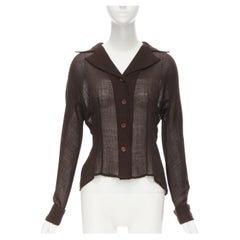 GUCCI 1995 Vintage brown sheer wool GG button cuff jacket M