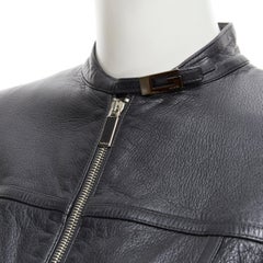 GUCCI 1996 Vintage Tom Ford schwarzes Leder G-Logo Schnalle Bikerjacke IT40 S