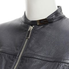 GUCCI 1996 Vintage Tom Ford black leather G logo buckle biker jacket IT40 S