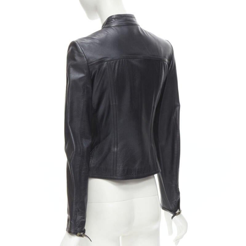 GUCCI 1996 Vintage Tom Ford black leather G logo buckle biker jacket IT40 S 1