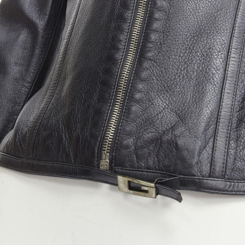 GUCCI 1996 Vintage Tom Ford black leather G logo buckle biker jacket IT40 S 2