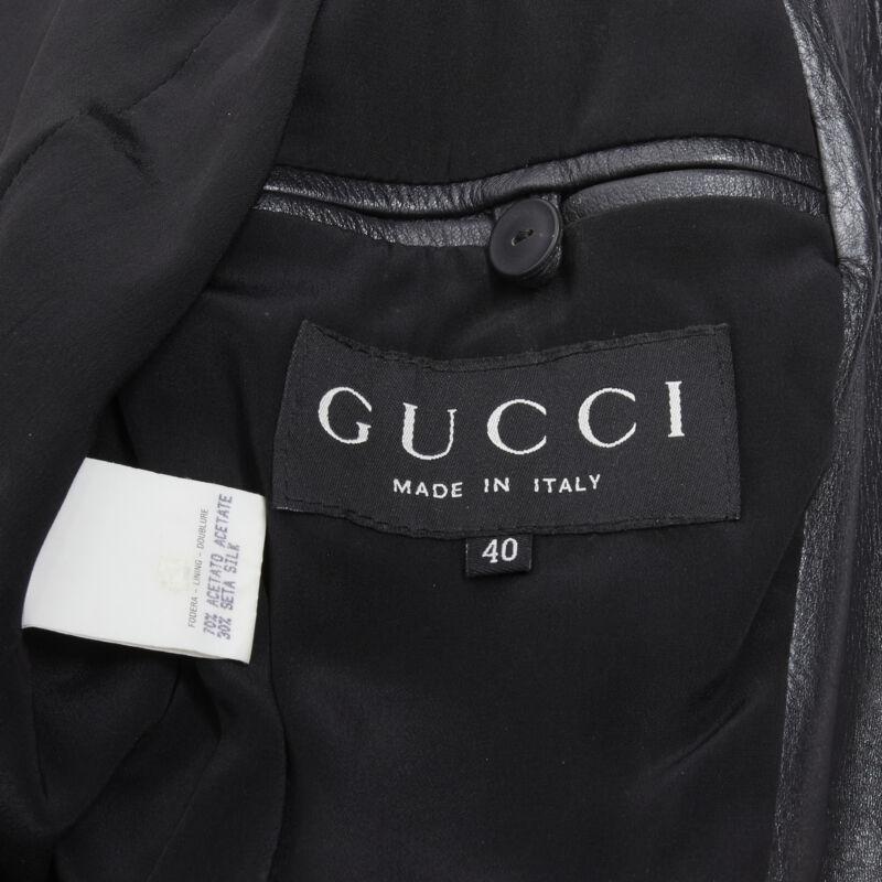 GUCCI 1996 Vintage Tom Ford black leather G logo buckle biker jacket IT40 S 4