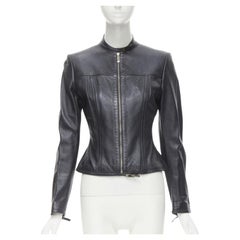 GUCCI 1996 Vintage Tom Ford black leather G logo buckle biker jacket IT40 S
