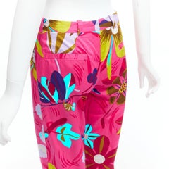 GUCCI 1999 Tom Ford Vintage rosa tropicale floreale pantaloni dritti IT40 S