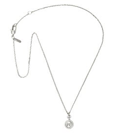 Gucci 2000 Diamond 18 Karat White Gold Double GG Twirl Brit Pendant Necklace