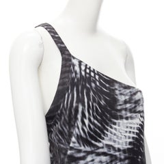 GUCCI 2000 Runway Vintage Tom Ford black white print one shoulder dress IT42 M