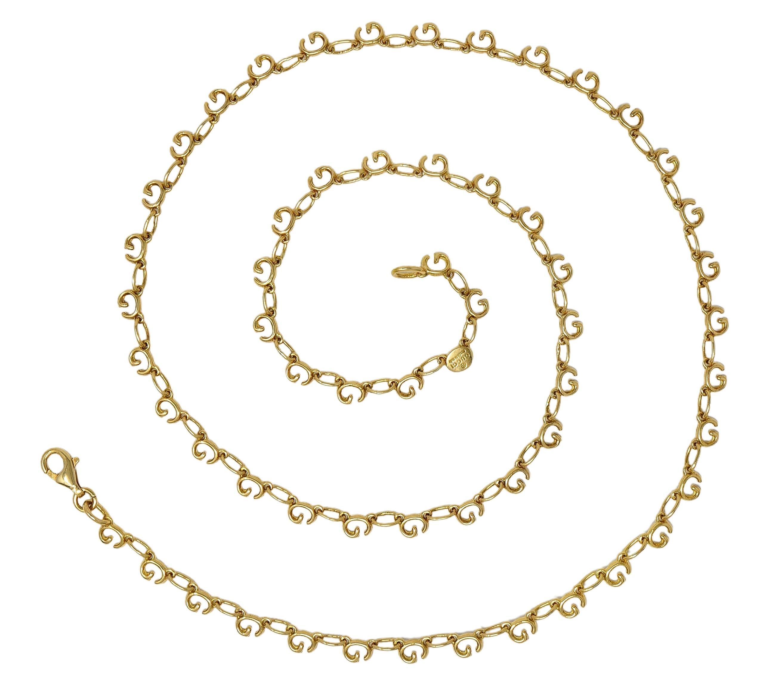 Collar de eslabones de cadena G de oro amarillo de 18 quilates de la década de 2000 de Gucci Contemporáneo en venta