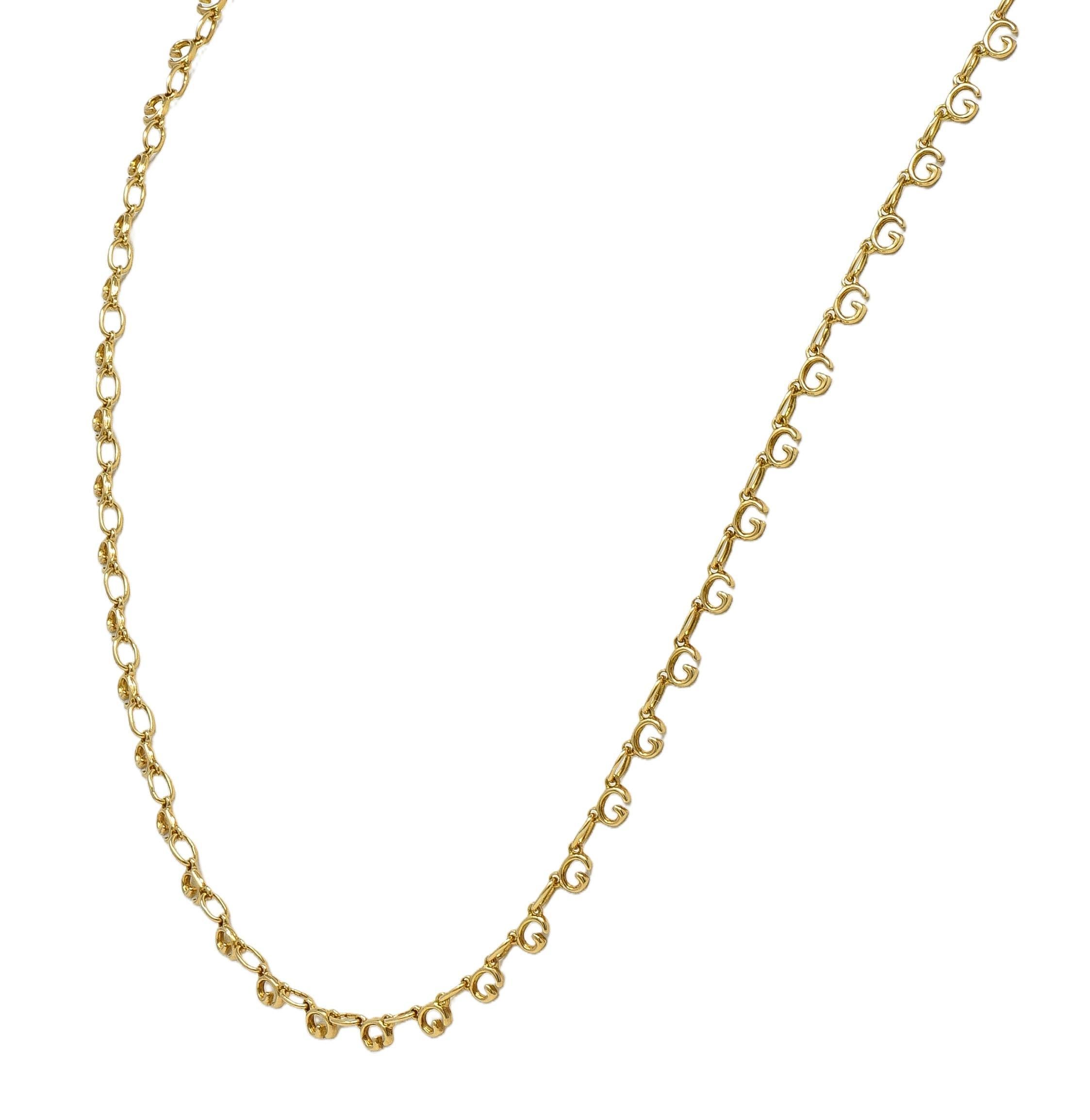 Collar de eslabones de cadena G de oro amarillo de 18 quilates de la década de 2000 de Gucci en Excelente estado para la venta en Philadelphia, PA
