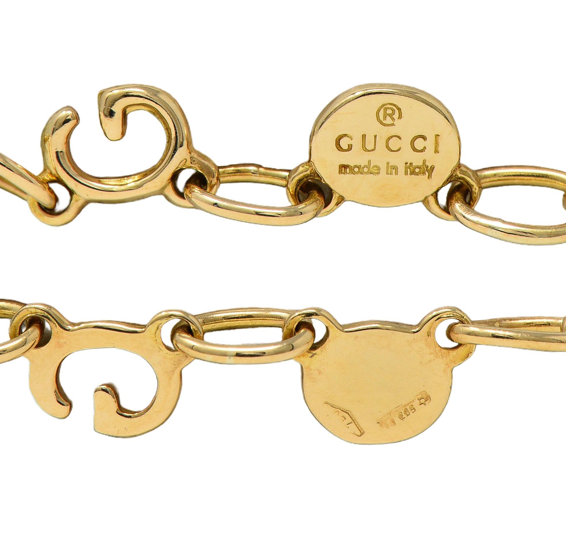 Collar de eslabones de cadena G de oro amarillo de 18 quilates de la década de 2000 de Gucci en venta 3