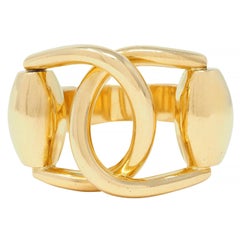 Gucci 2000's Anillo Entrelazado Vintage Horsebit de Oro Amarillo de 18 Kilates
