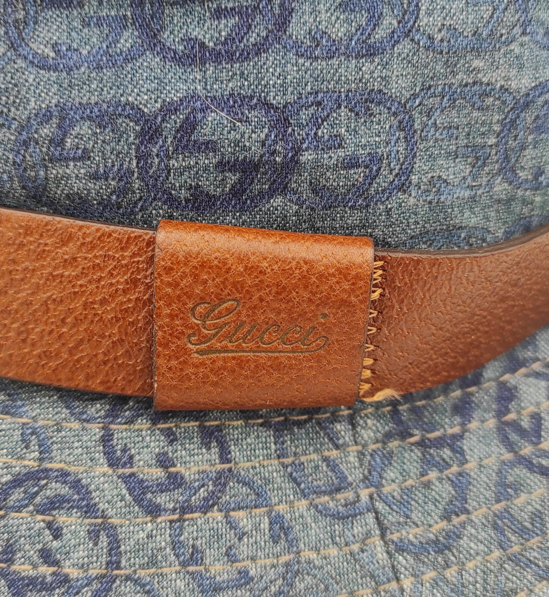 Gucci 2000s denim monogram bucket hat For Sale 1