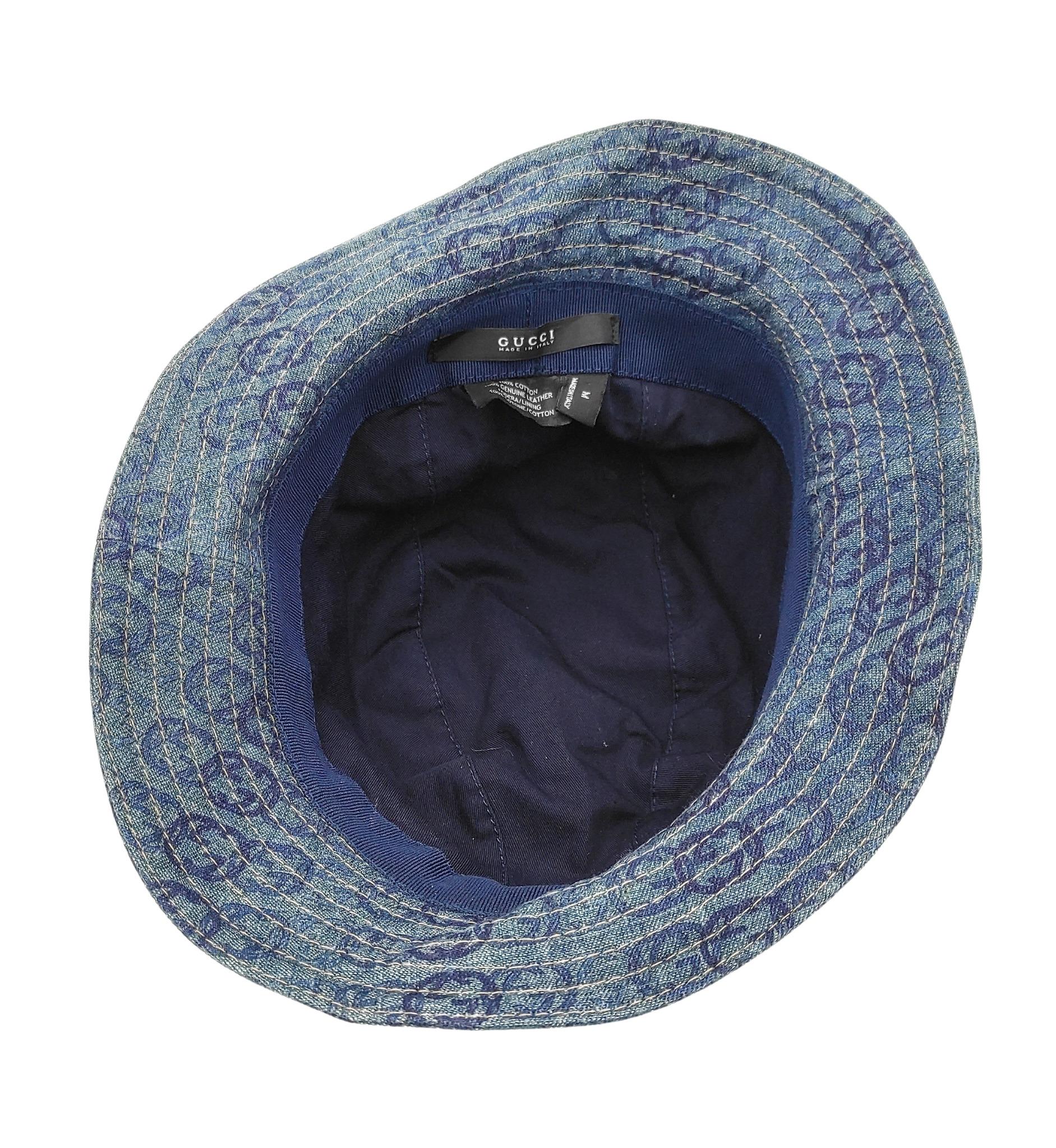 Gucci 2000s denim monogram bucket hat For Sale 2