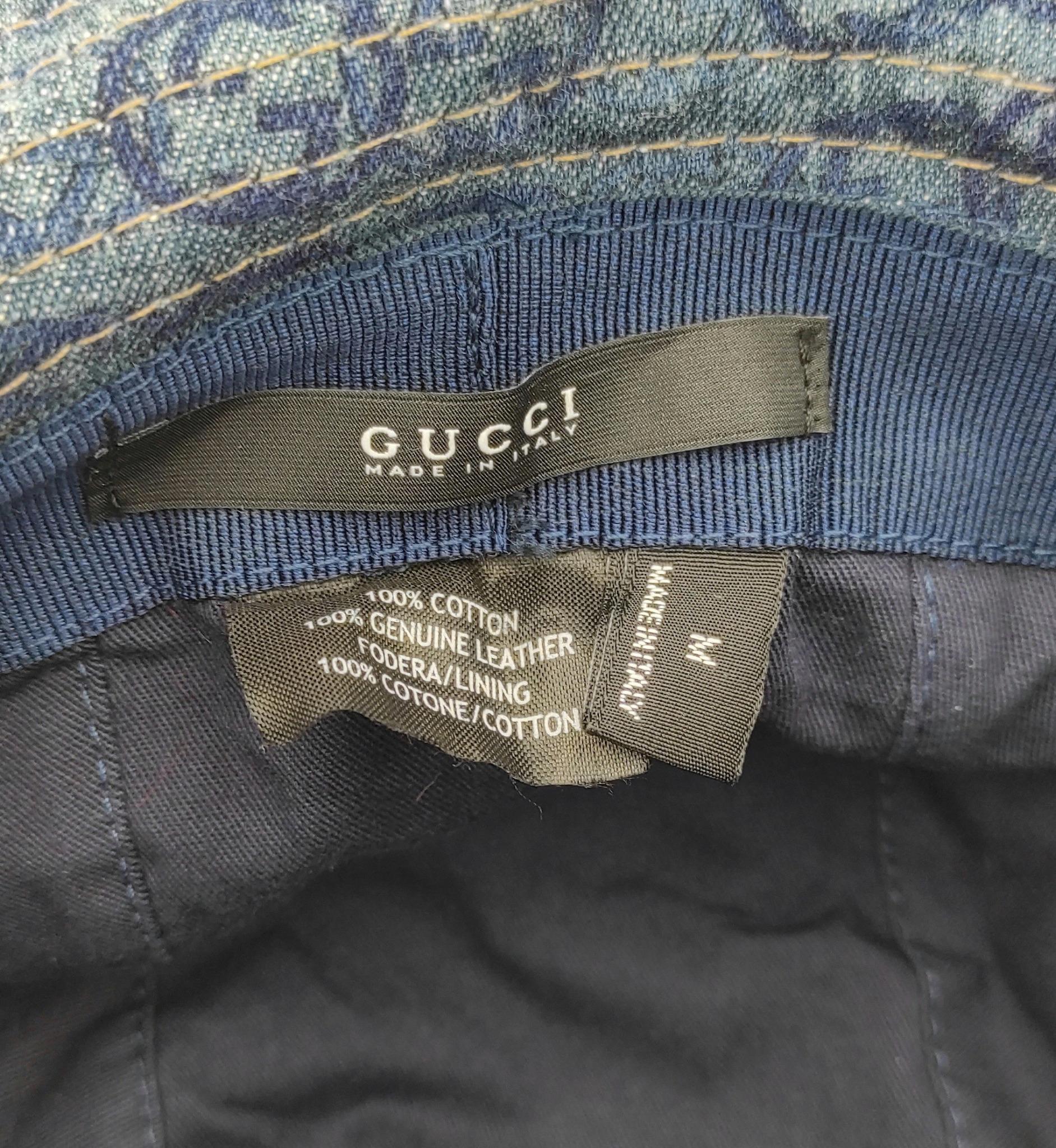 Gucci 2000s denim monogram bucket hat For Sale 3