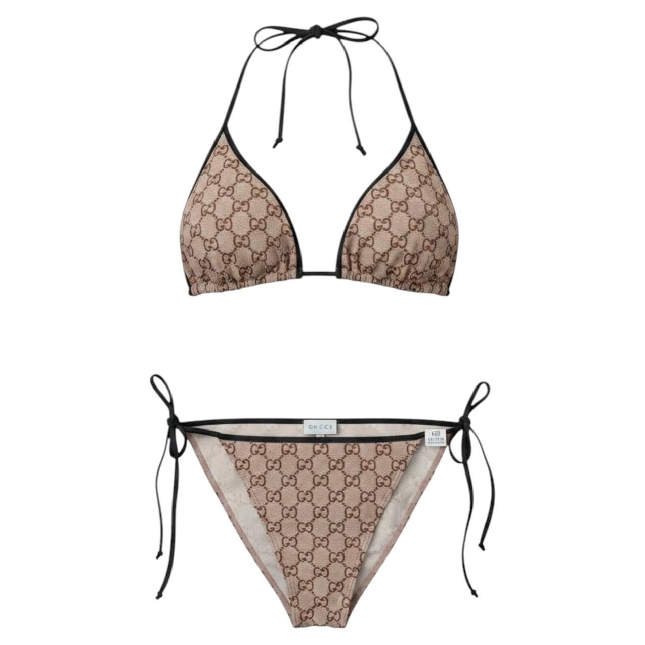 Bikini triangulaire en toile Monogram GG de Gucci des années 2000 — Époque Tom Ford en vente