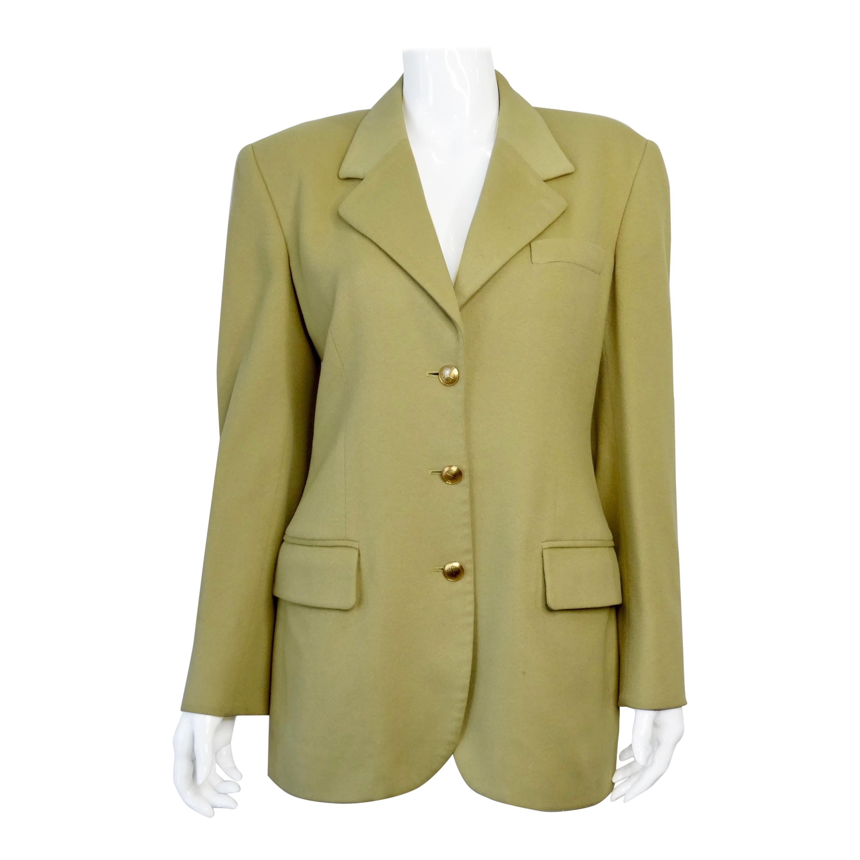 Gucci 2000s Sage Green Cashmere Blazer For Sale