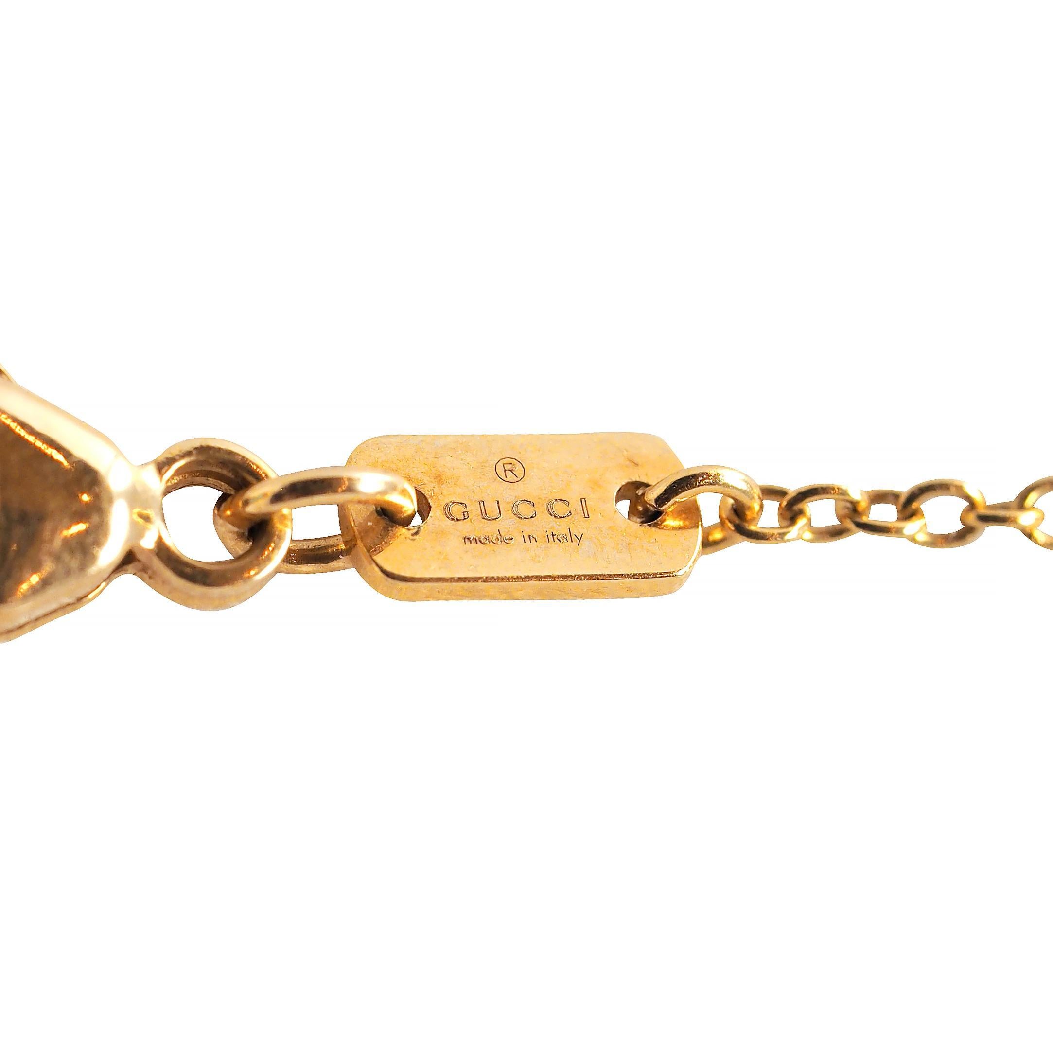 Gucci, collier chaîne GG Running Station en or jaune 18 carats avec topaze, années 2000 en vente 6