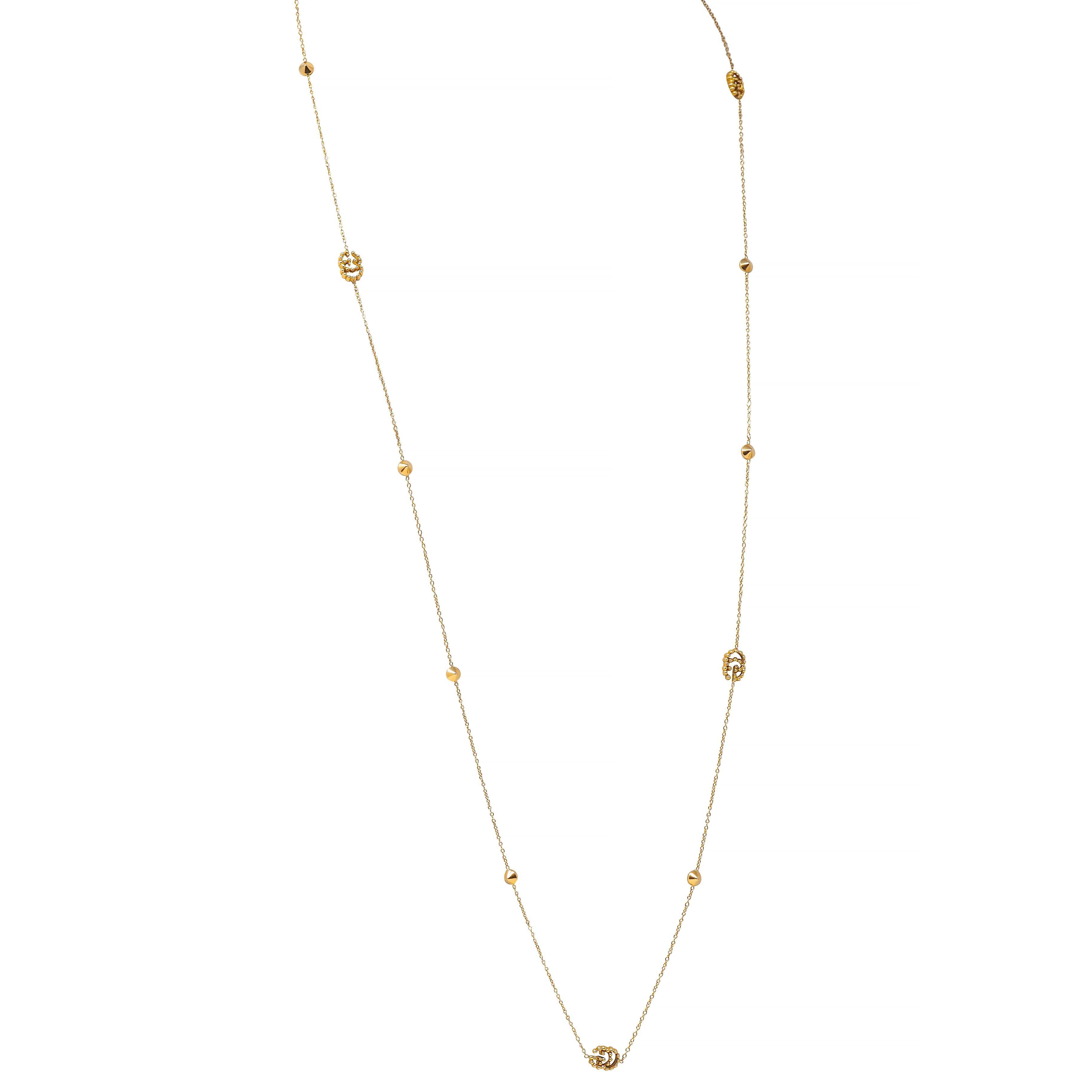 Gucci, collier chaîne GG Running Station en or jaune 18 carats avec topaze, années 2000 Excellent état - En vente à Philadelphia, PA