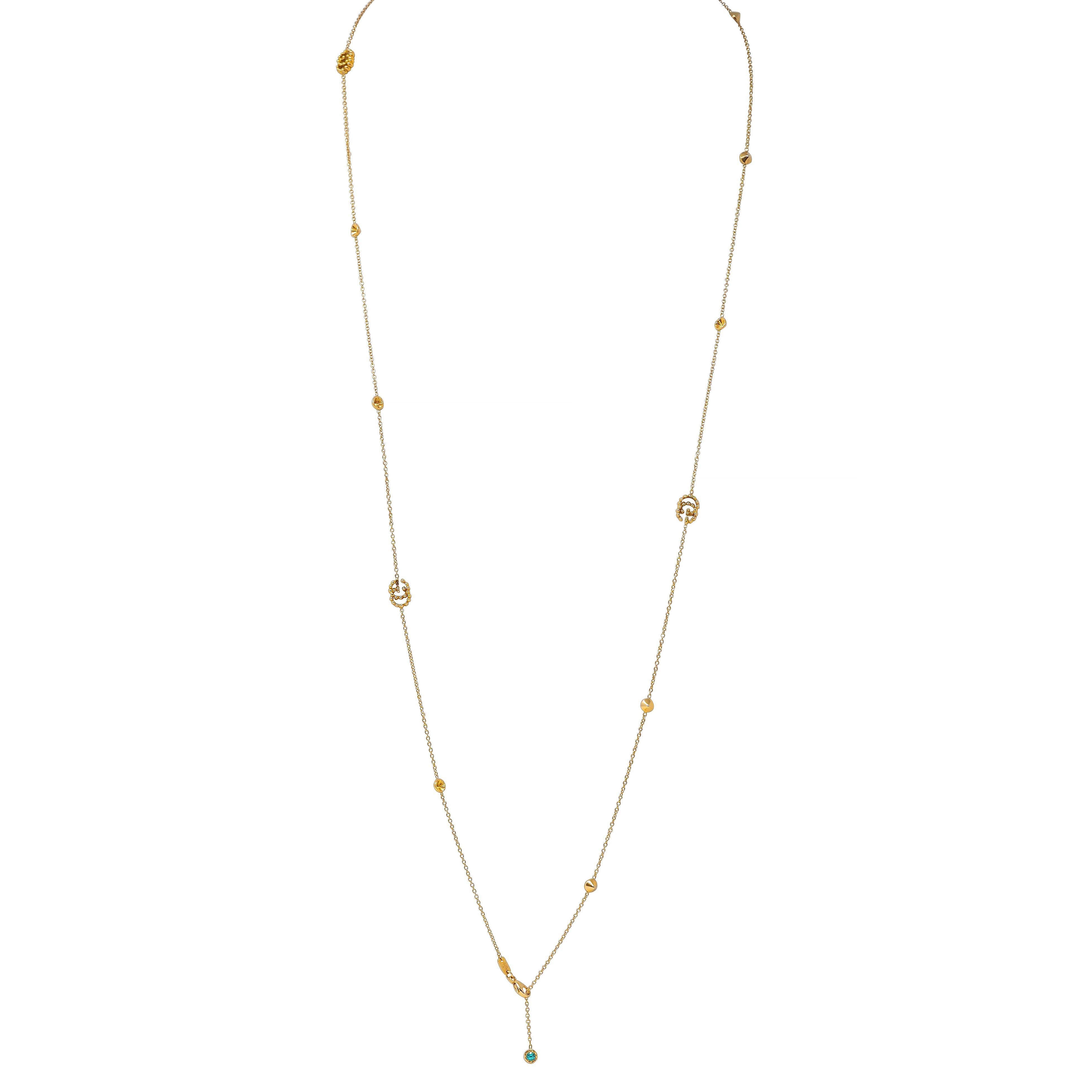 Gucci, collier chaîne GG Running Station en or jaune 18 carats avec topaze, années 2000 Unisexe en vente