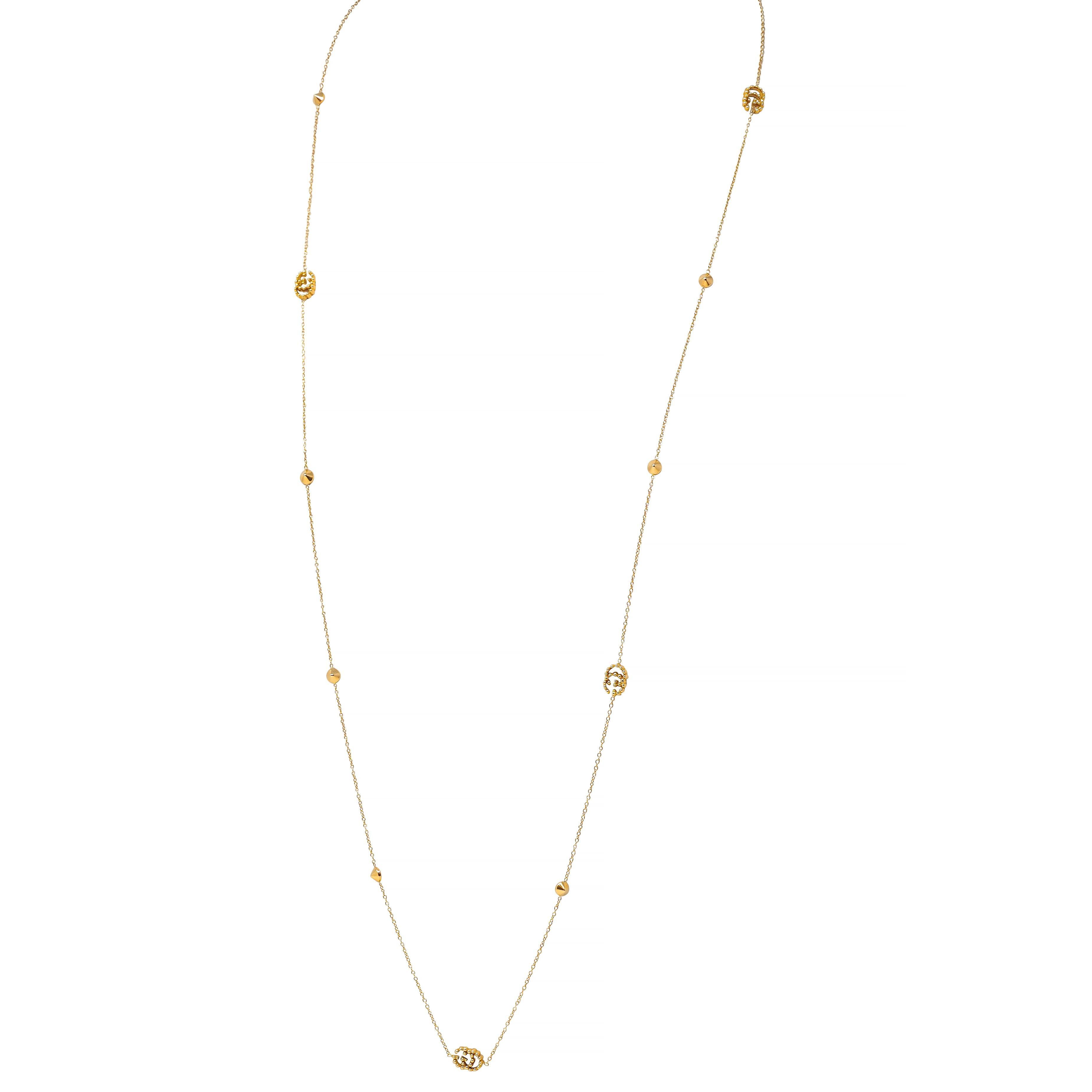 Gucci, collier chaîne GG Running Station en or jaune 18 carats avec topaze, années 2000 en vente 1