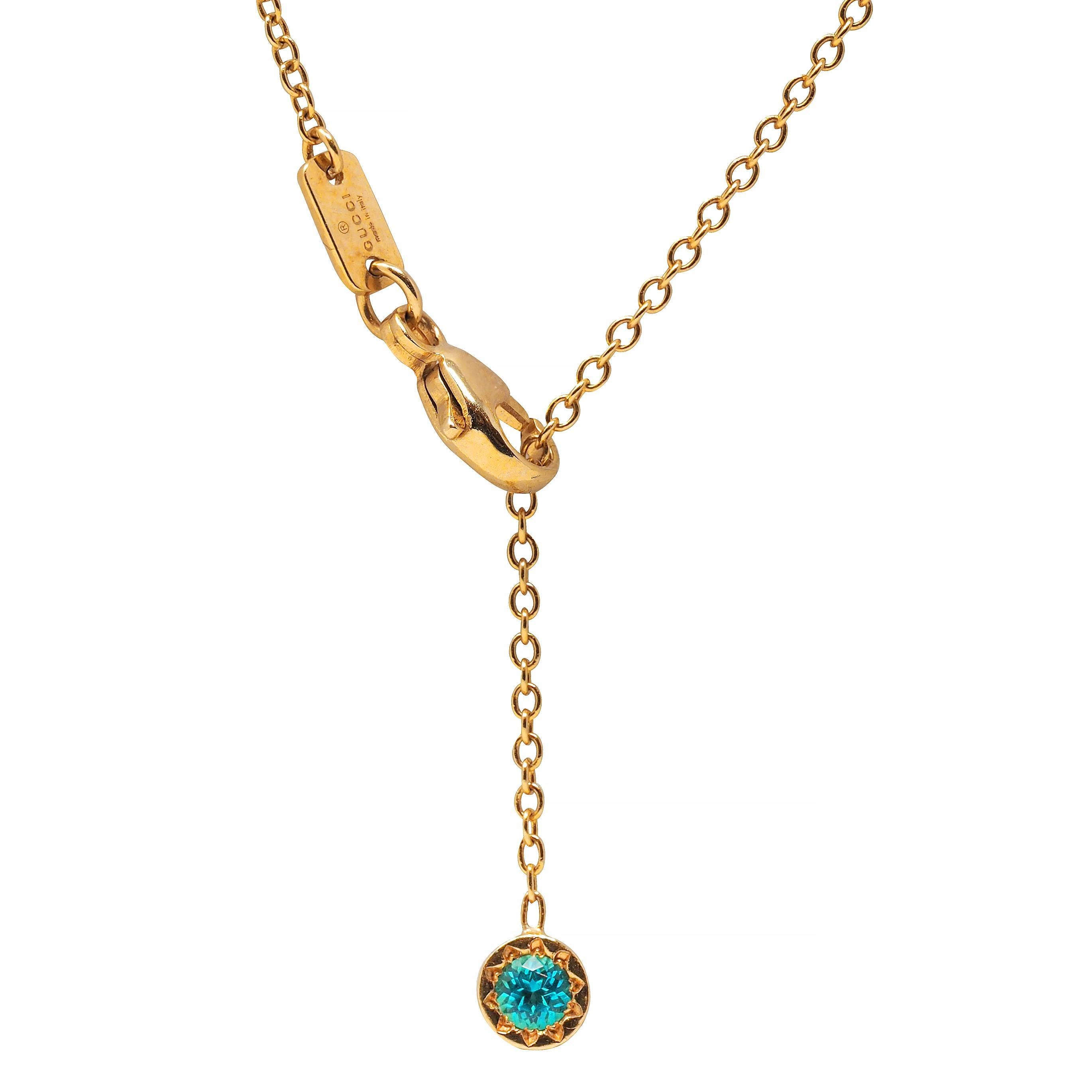 Gucci, collier chaîne GG Running Station en or jaune 18 carats avec topaze, années 2000 en vente 2
