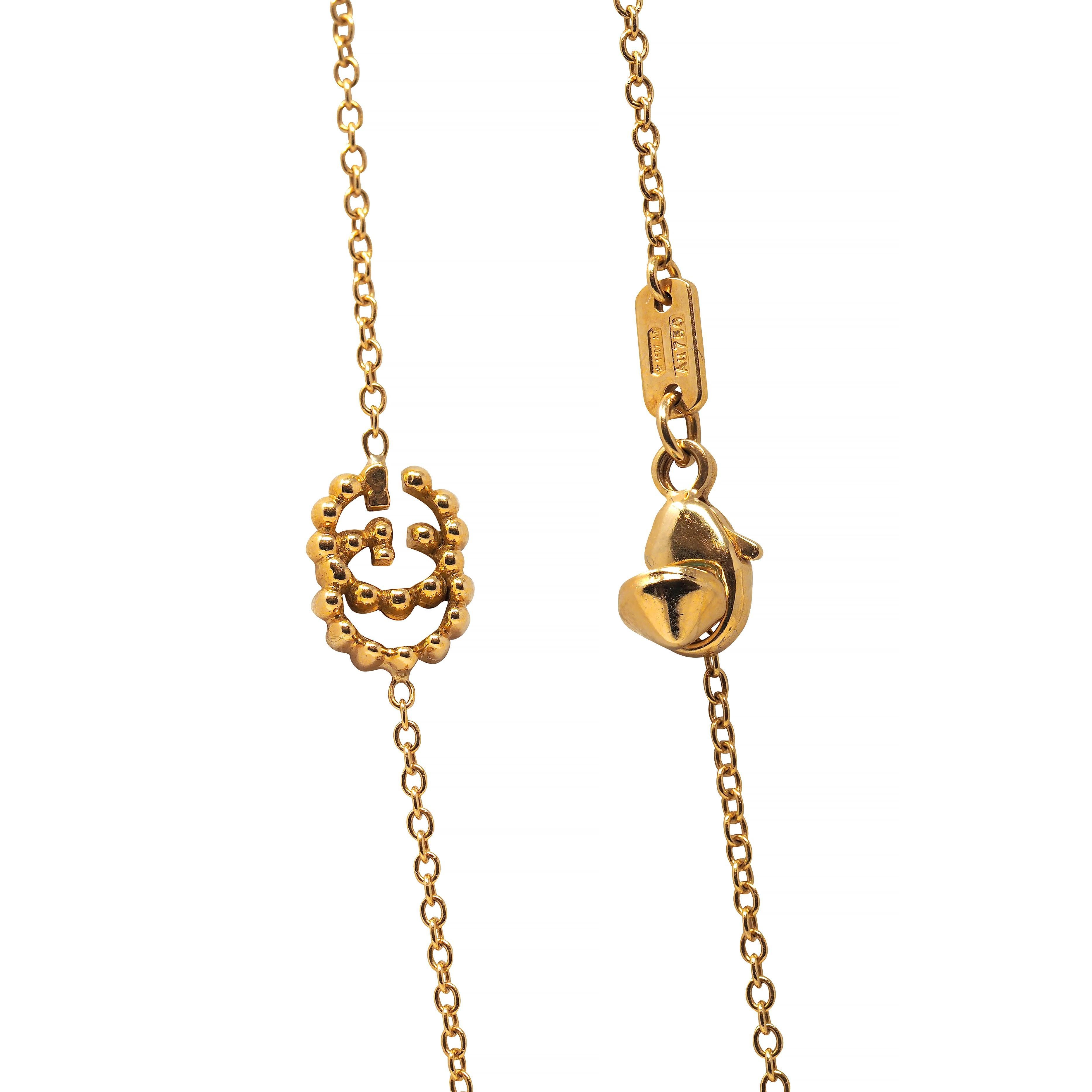 Gucci, collier chaîne GG Running Station en or jaune 18 carats avec topaze, années 2000 en vente 3