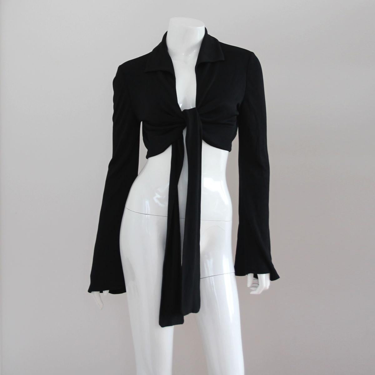 GUCCI 2003 Schwarze Kurzarm-Wickeljacke von Tom Ford 1