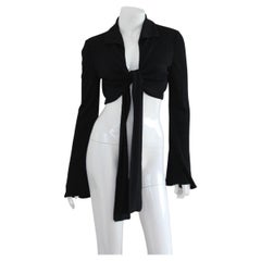 GUCCI 2003 Schwarze Kurzarm-Wickeljacke von Tom Ford