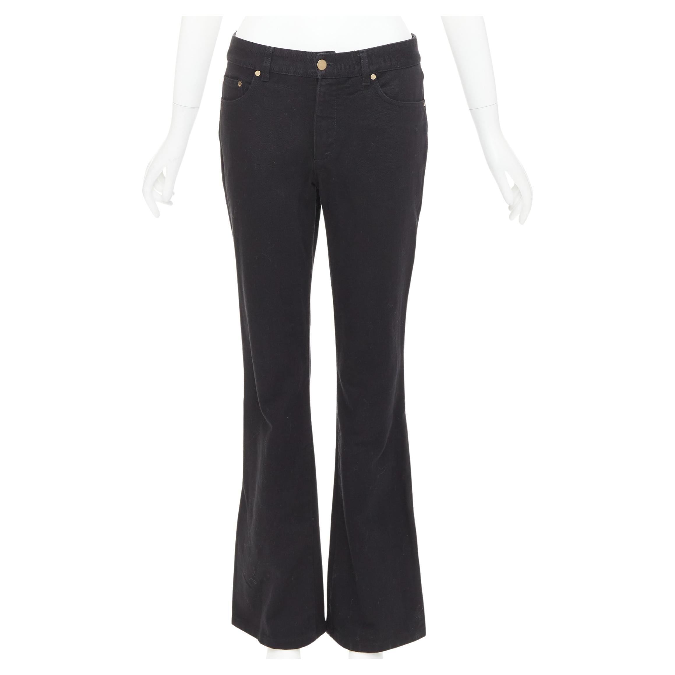 Gucci 2003 Black Cotton GG Logo Mid Waist Flare Jeans IT42 M Italy