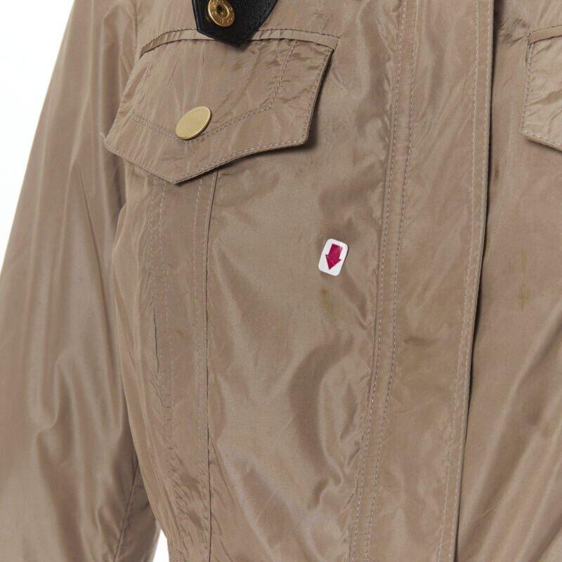 GUCCI 2003 khaki green nylon leather strap stud buckle windbreaker jacket IT44 For Sale 6