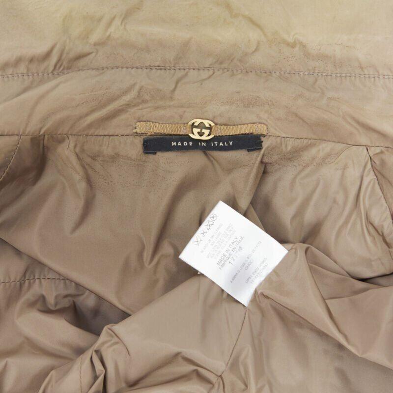 GUCCI 2003 khaki green nylon leather strap stud buckle windbreaker jacket IT44 For Sale 7