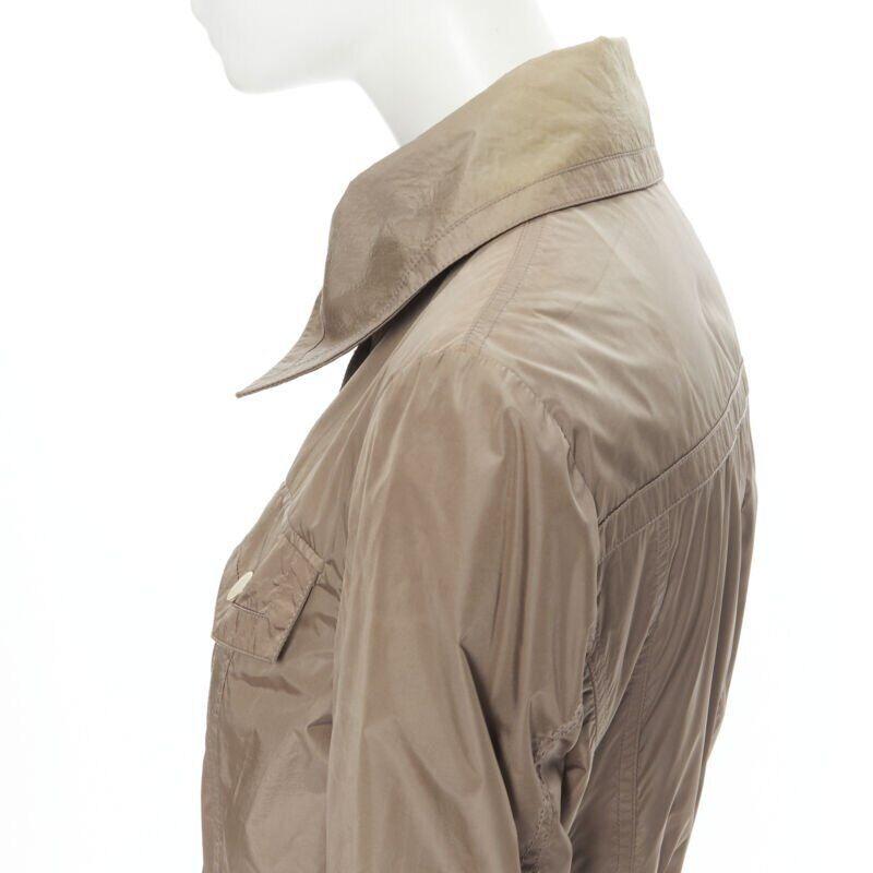 GUCCI 2003 khaki green nylon leather strap stud buckle windbreaker jacket IT44 For Sale 4