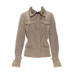 GUCCI 2003 khaki green nylon leather strap stud buckle windbreaker jacket IT44