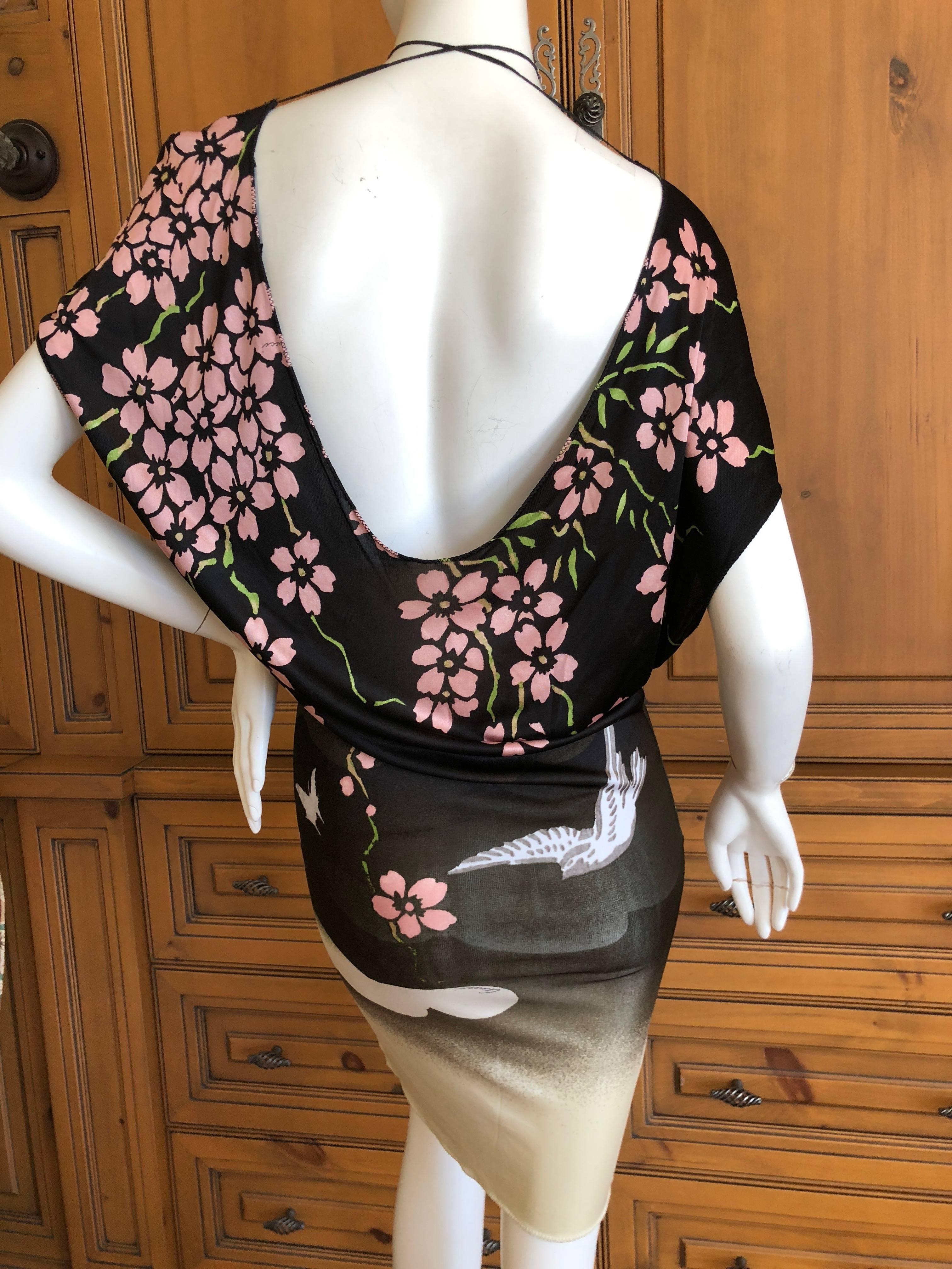 Gucci 2003 Tom Ford Japonaise Dogwood Blossom Mini Dress In Good Condition For Sale In Cloverdale, CA