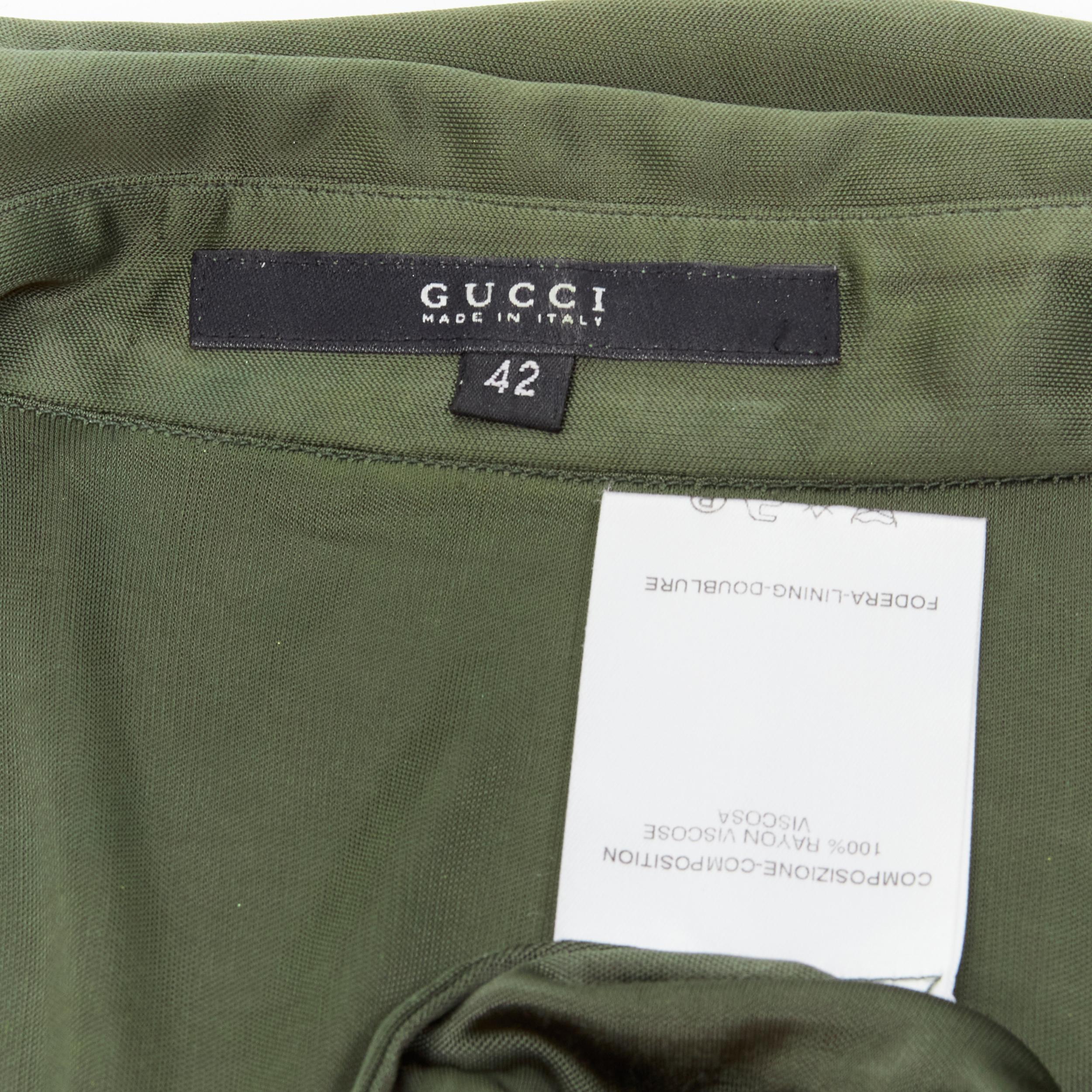 GUCCI 2003 Vintage Tom Ford green rayon military pocket studded ruched op IT42 M 3