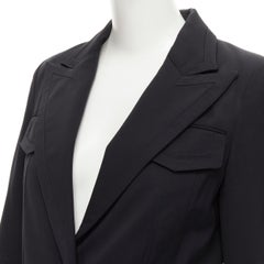GUCCI 2003 Vintage Tom Ford military flap pockets black wool jacket IT42 M