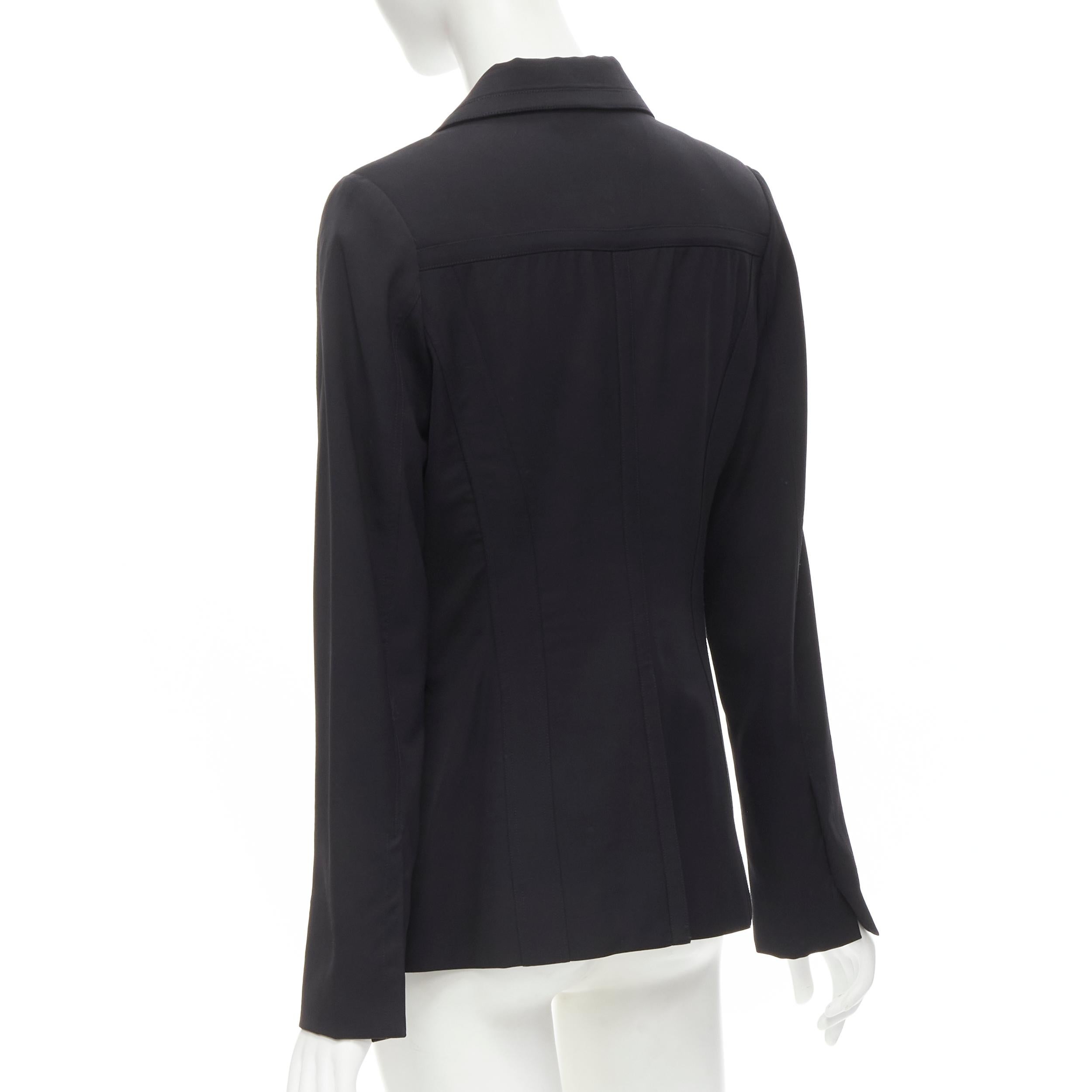 Women's GUCCI 2003 Vintage Tom Ford military flap pockets black wool jacket IT42 M