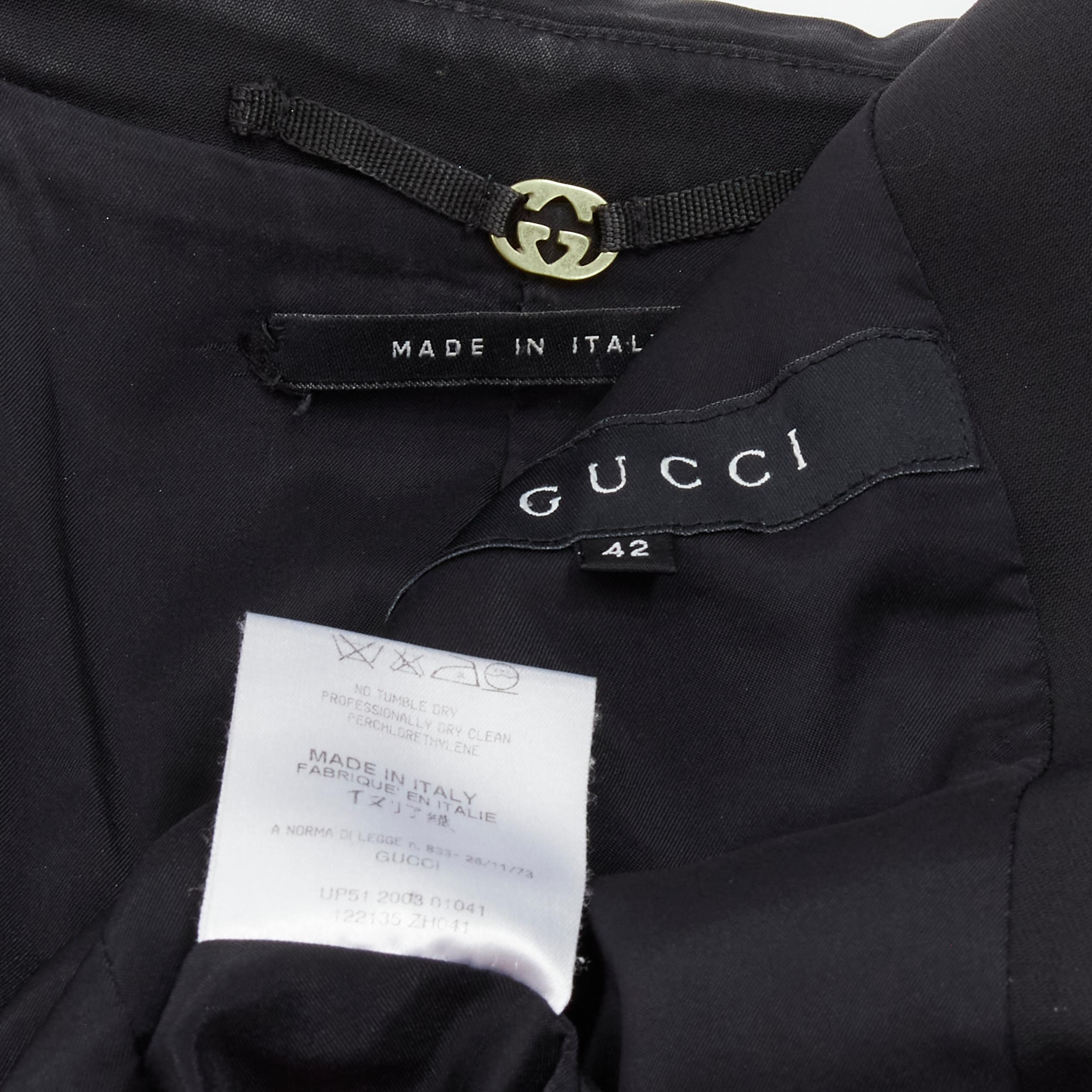 GUCCI 2003 Vintage Tom Ford military flap pockets black wool jacket IT42 M For Sale 2