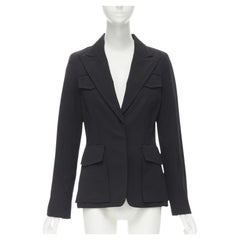 GUCCI 2003 Vintage Tom Ford military flap pockets black wool jacket IT42 M