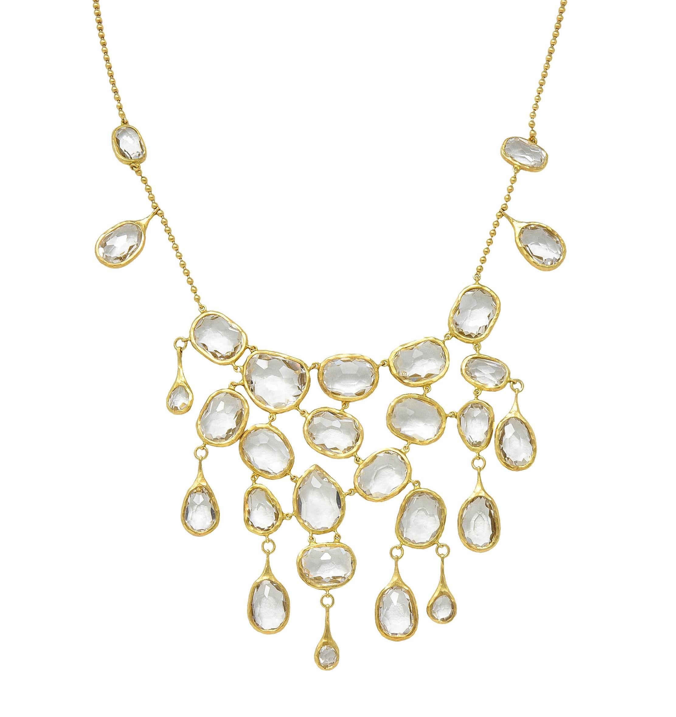 Gucci 2004 Crystal Quartz 18 Karat Yellow Gold Vintage Fringe Station Necklace 5